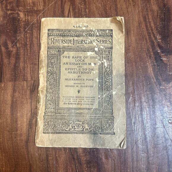Vintage Rape of Lock 1901 Alexander Pope Riverdale Press Literature Series 147 - Picture 1 of 13